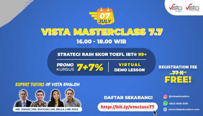 Vista Masterclass 7.7 - Webinar Gratis  TOEFL iBT 